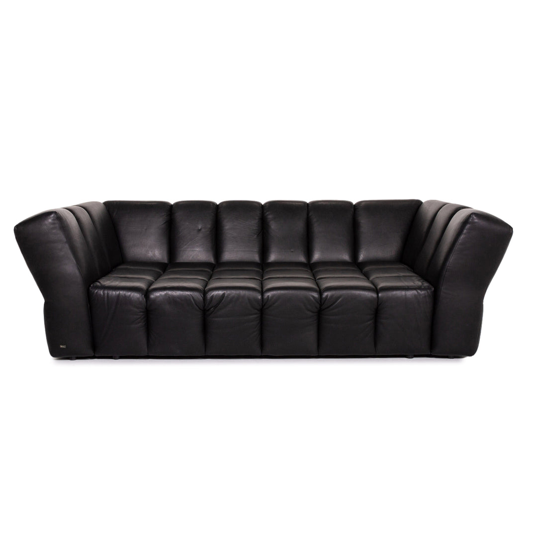 Bretz Chocolat Leather Sofa Black Four Seater Couch #13494