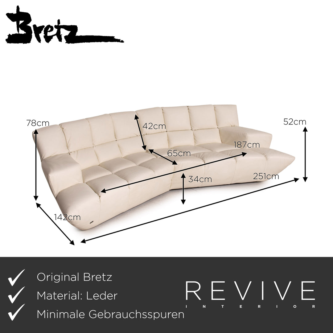 Bretz Cloud 7 leather corner sofa cream couch