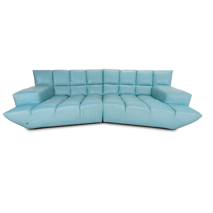 Bretz Cloud 7 Leder Sofa Hellblau Blau Ecksofa Modular Ausziehbar Couch