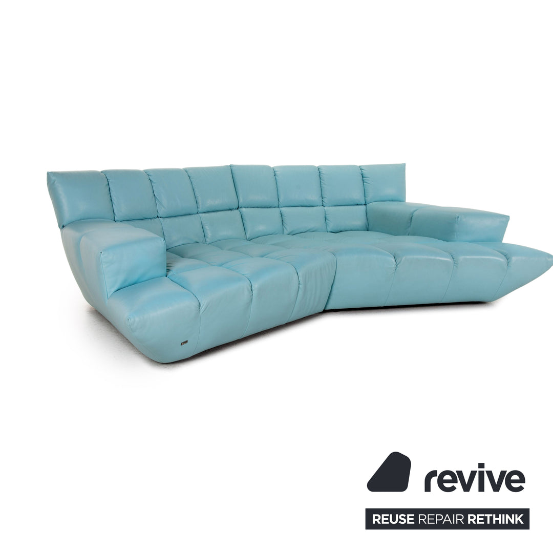 Bretz Cloud 7 Leder Sofa Hellblau Blau Ecksofa Modular Ausziehbar Couch