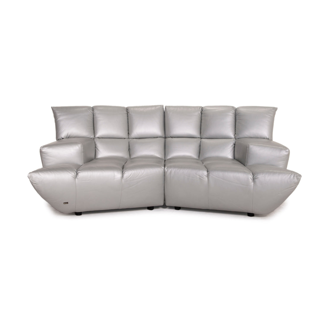 Bretz Cloud 7 Leather Sofa Silver