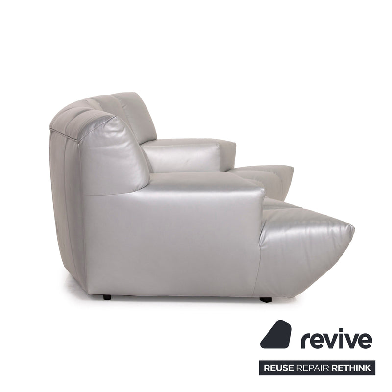 Bretz Cloud 7 Leder Sofa Silber