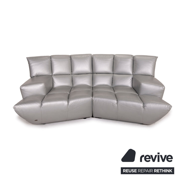 Bretz Cloud 7 Leather Sofa Silver