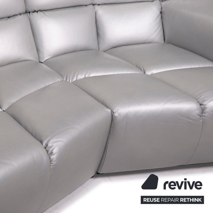 Bretz Cloud 7 Leather Sofa Silver