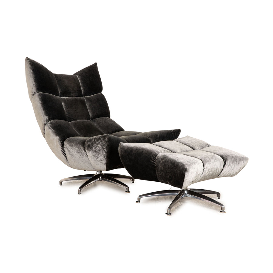 Bretz Cloud 7 fabric armchair gray including stool