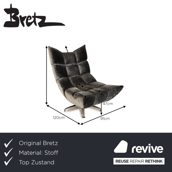 Bretz Cloud 7 fabric armchair gray including stool