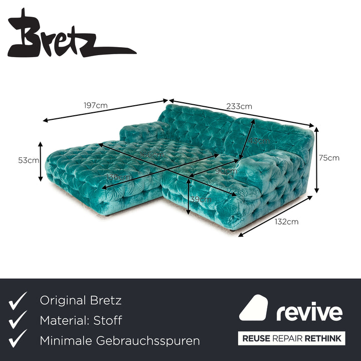 Bretz Cocoa Island Fabric Corner Sofa Blue