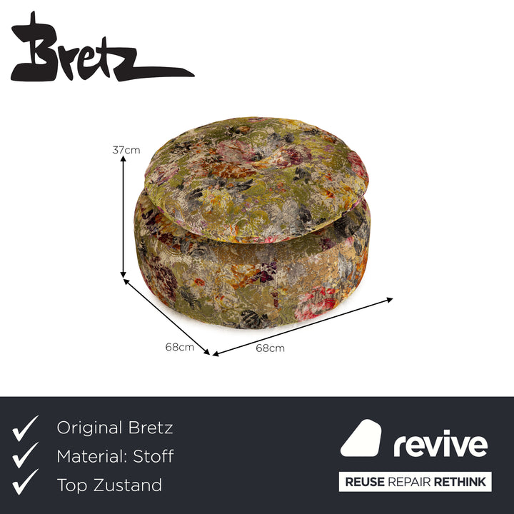 Bretz Cocoa Island Fabric Stool Green Khaki Pouf