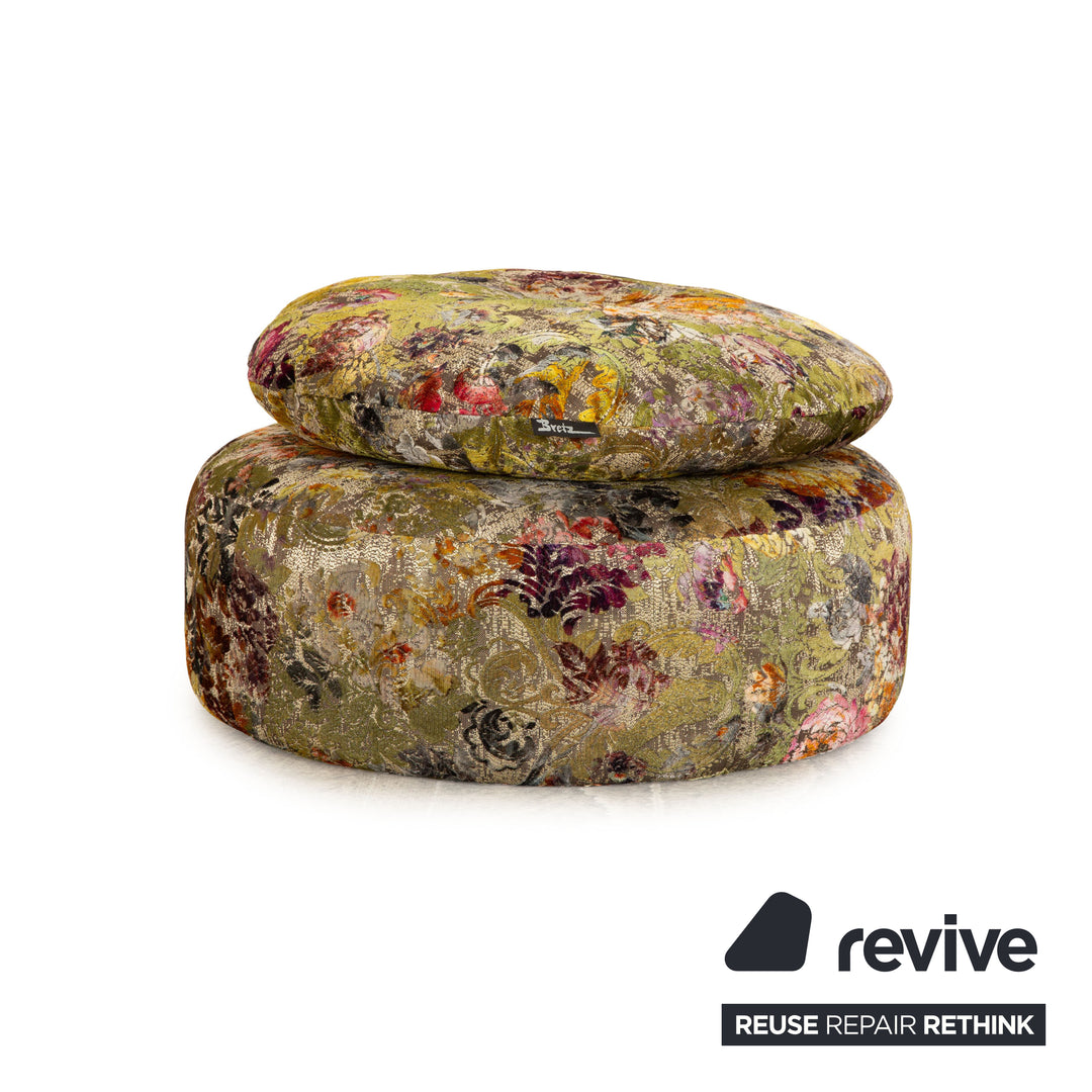 Bretz Cocoa Island Fabric Stool Green Khaki Pouf