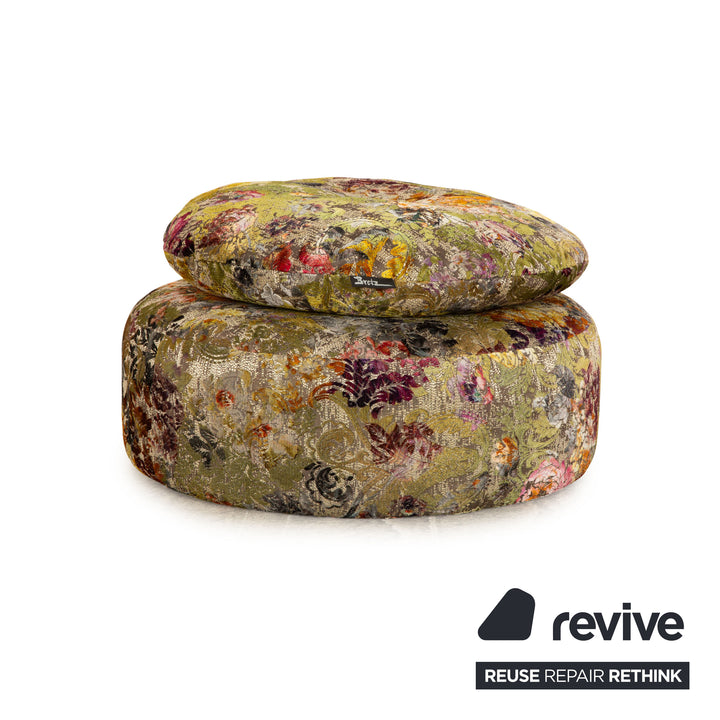 Bretz Cocoa Island Fabric Stool Green Khaki Pouf
