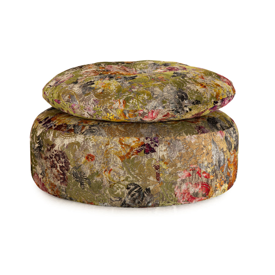 Bretz Cocoa Island Fabric Stool Green Khaki Pouf