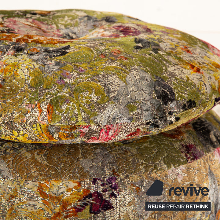 Bretz Cocoa Island Fabric Stool Green Khaki Pouf