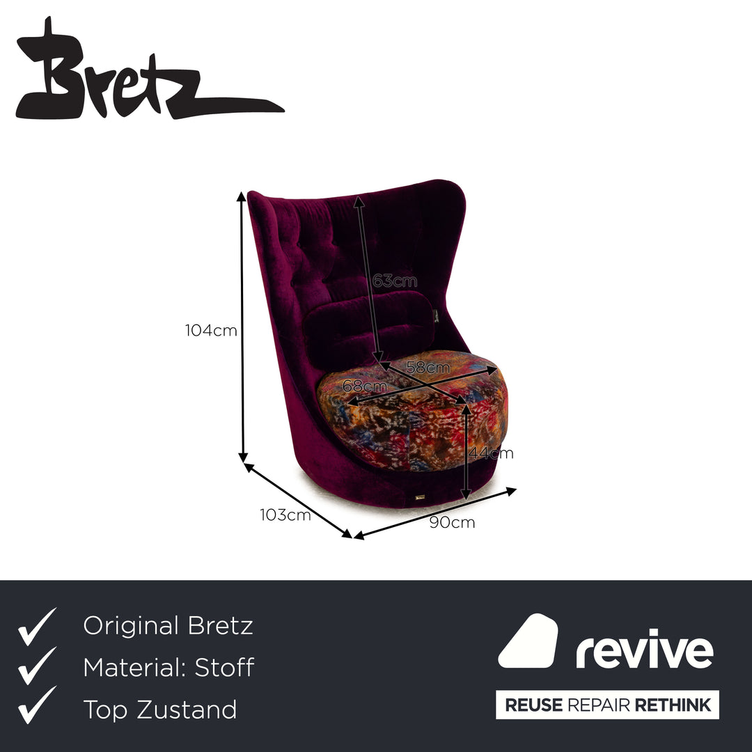 Bretz Cocoa Island Fabric Armchair Purple
