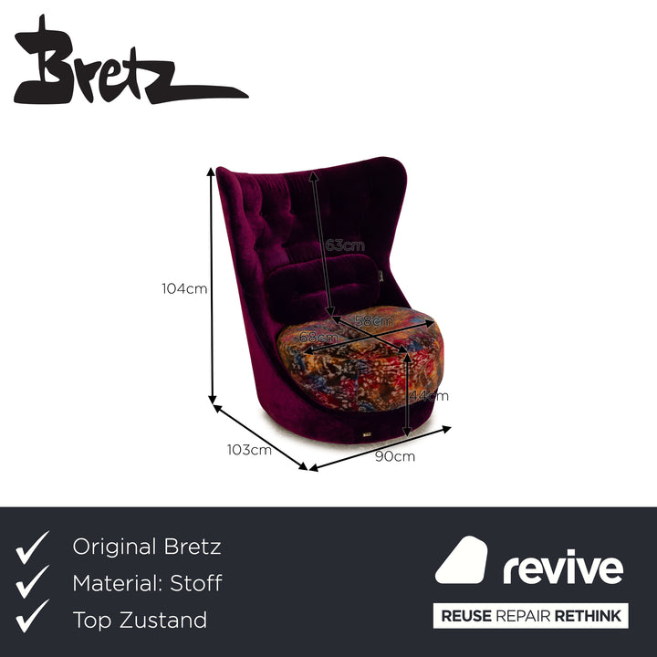 Bretz Cocoa Island Fabric Armchair Purple