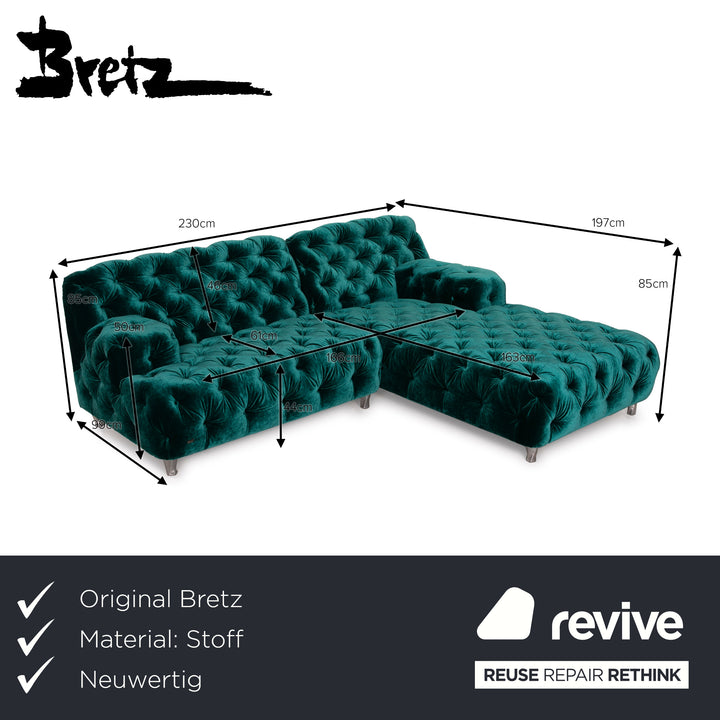 Bretz Cocoa Island fabric sofa green corner sofa emerald green living area velvet green