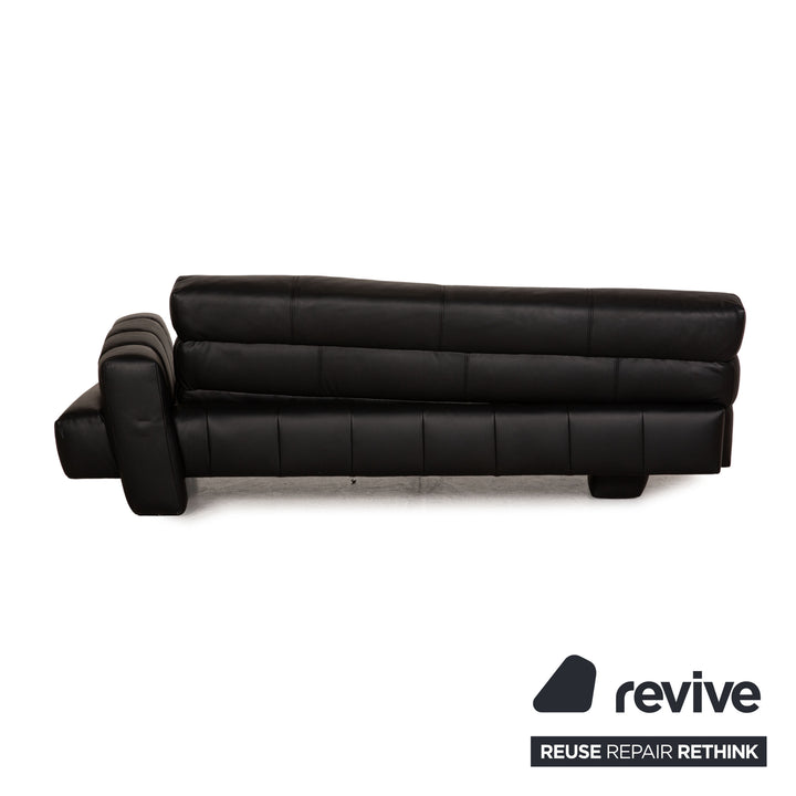Bretz Confucius Leather Sofa Black Three Seater Couch
