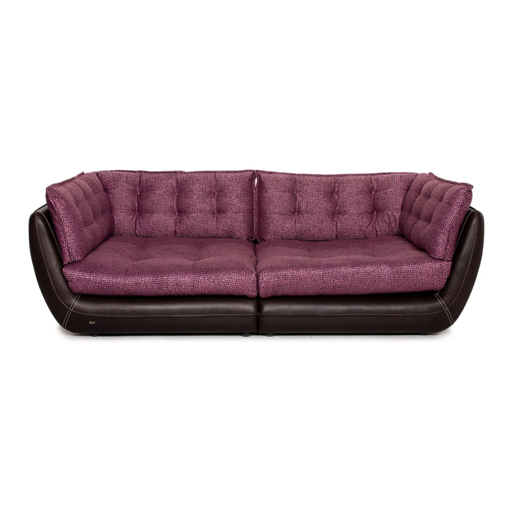 Bretz Cupcake Leather Fabric Sofa Purple Brown Four Seater Couch #12035