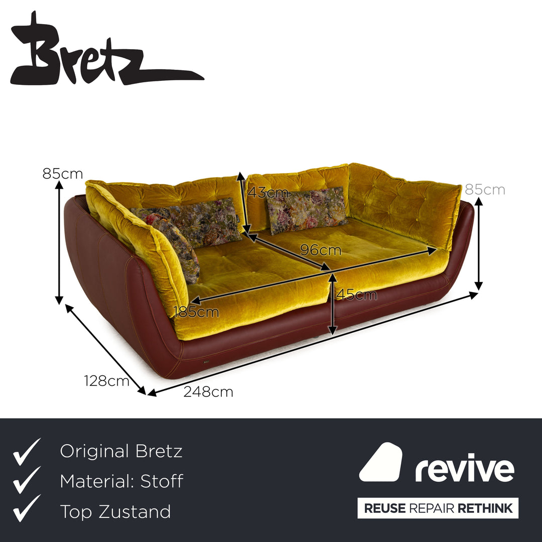 Bretz Cupcake Fabric Three Seater Green Yellow Red Sofa Couch