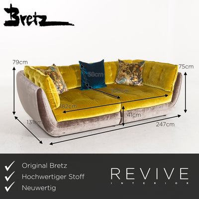 Bretz Cupcake Stoff Sofa Gelb Braun Viersitzer Couch #13179