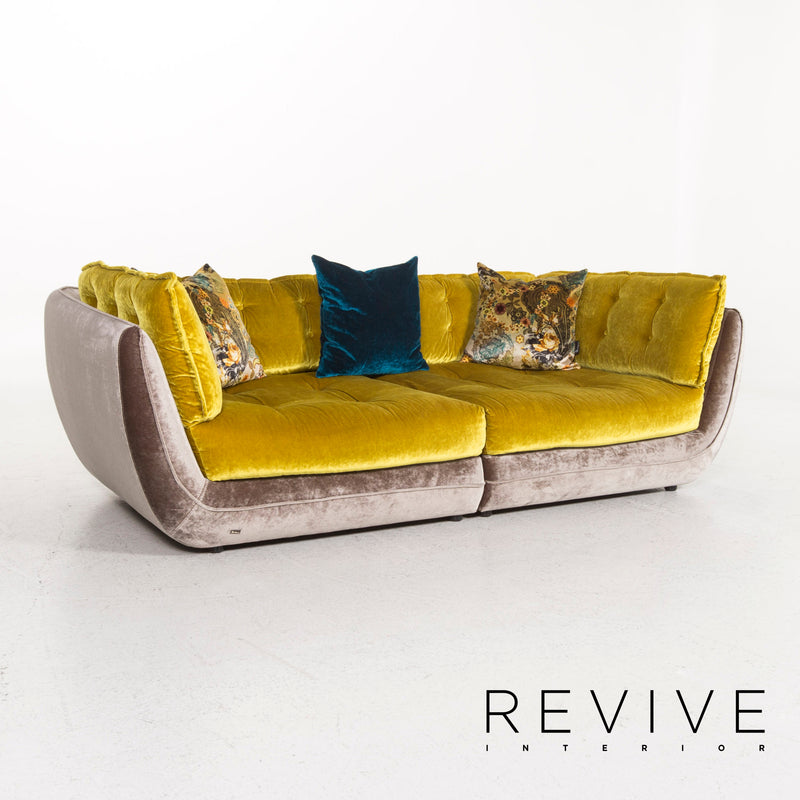 Bretz Cupcake Stoff Sofa Gelb Braun Viersitzer Couch 