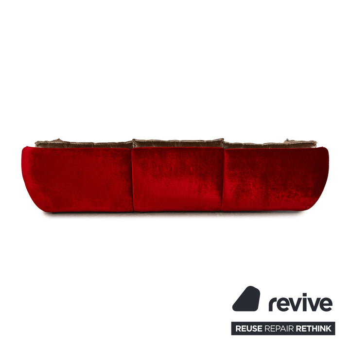 Bretz Cupcake Stoff Viersitzer Silber Rot Sofa Couch