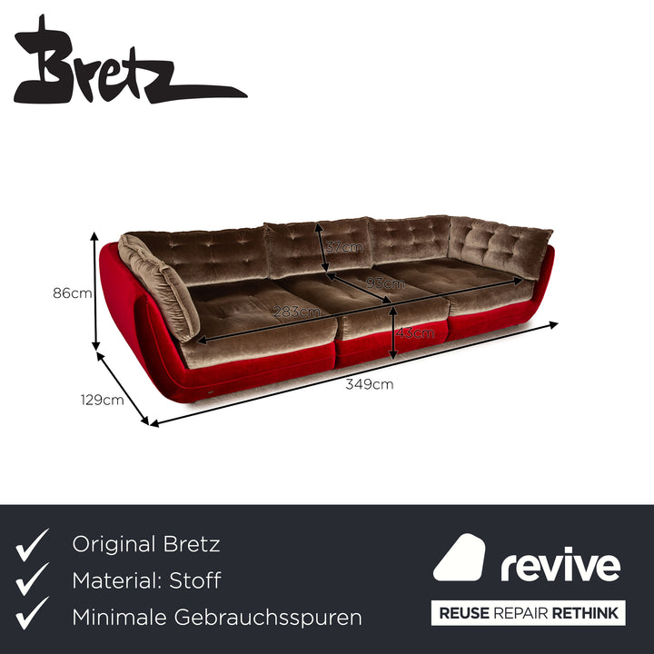 Bretz Cupcake Stoff Viersitzer Silber Rot Sofa Couch