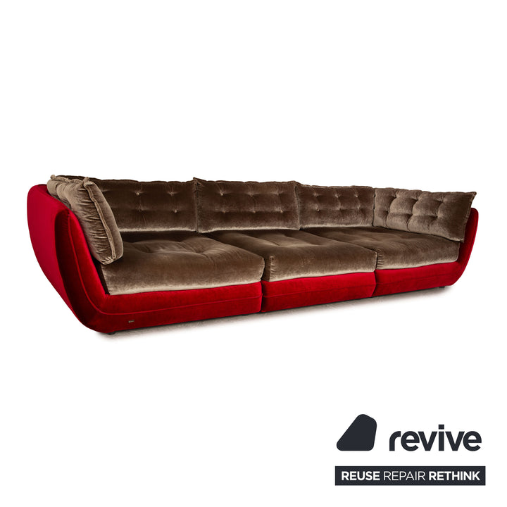 Bretz Cupcake Stoff Viersitzer Silber Rot Sofa Couch