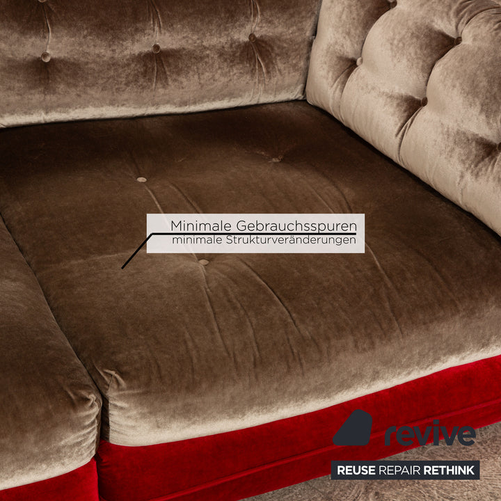 Bretz Cupcake Stoff Viersitzer Silber Rot Sofa Couch