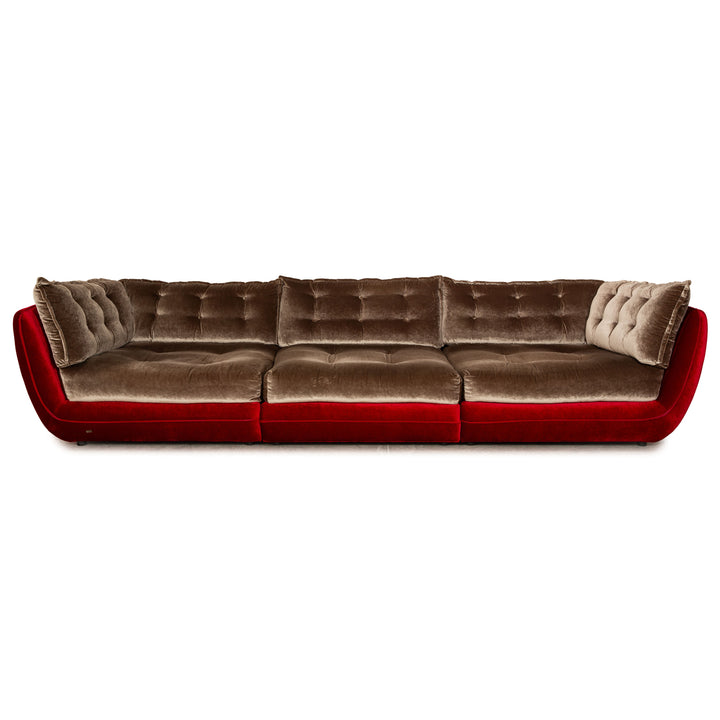 Bretz Cupcake Stoff Viersitzer Silber Rot Sofa Couch