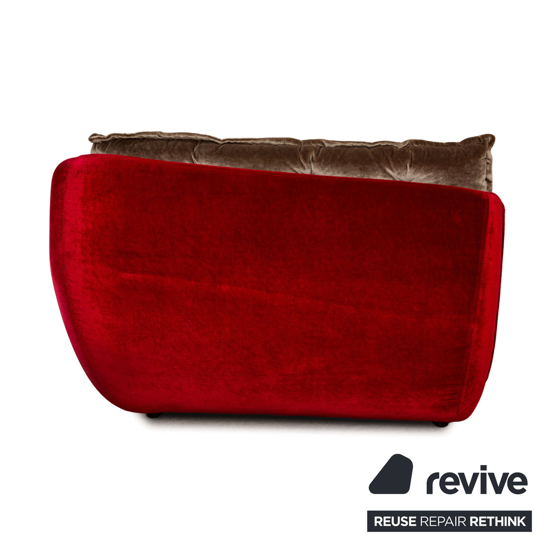 Bretz Cupcake Stoff Viersitzer Silber Rot Sofa Couch