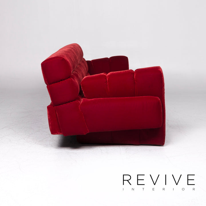 Bretz Confucius Designer Velvet Fabric Sofa Red Three Seater Couch #9245