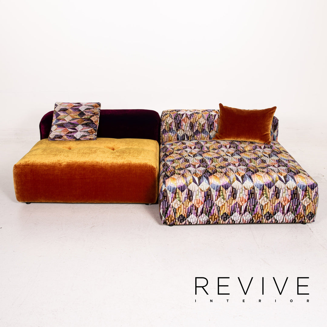 Bretz Drop City Samt Stoff Ecksofa Orange Violett Gemustert Modular Sofa Couch