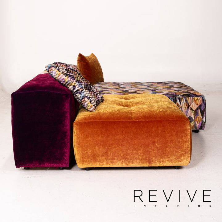 Bretz Drop City Samt Stoff Ecksofa Orange Violett Gemustert Modular Sofa Couch