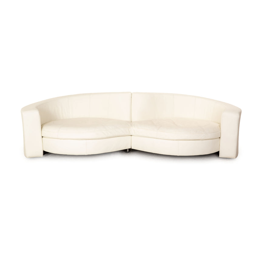 Bretz Eves Island Leather Four Seater Cream Sofa Couch