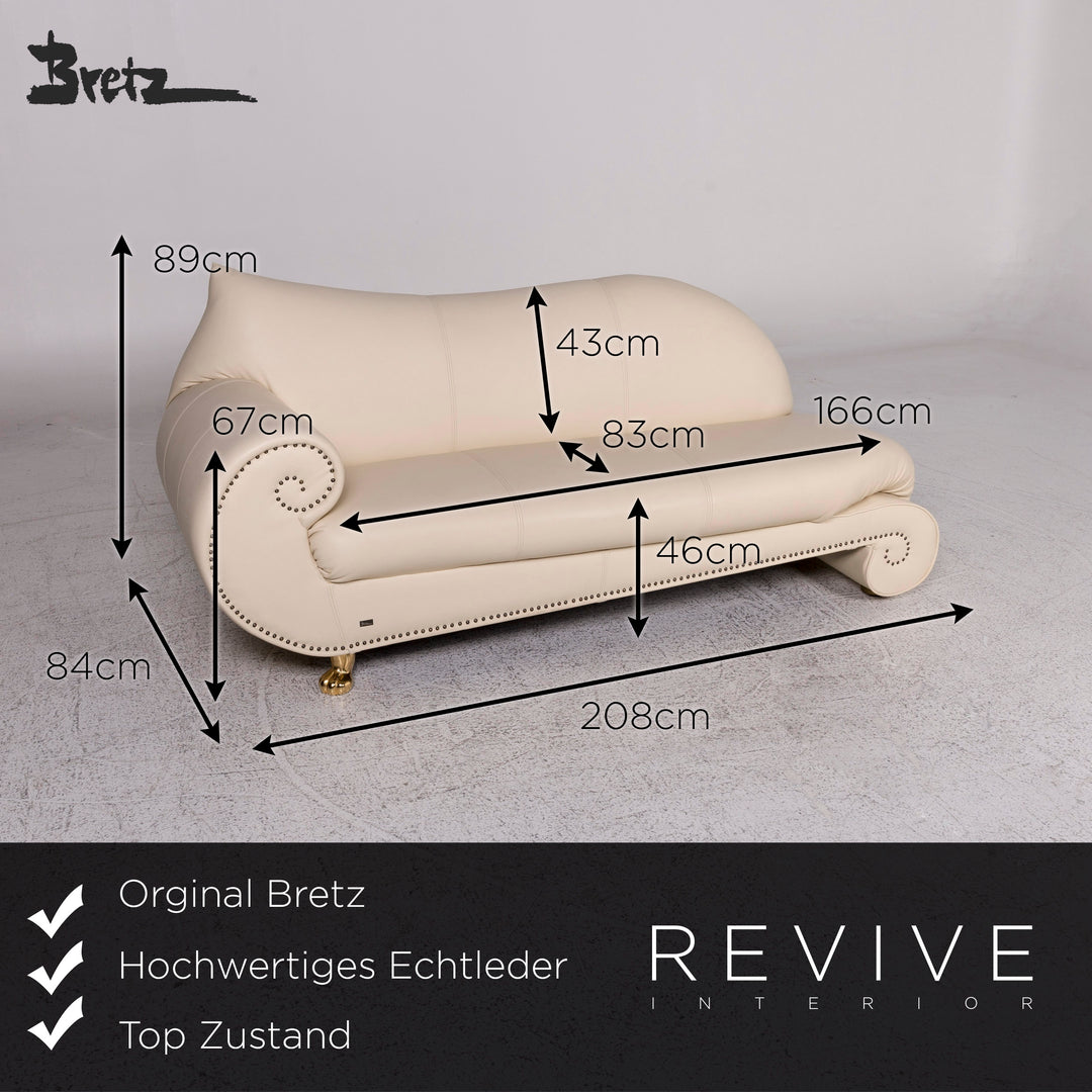 Bretz Gaudi Designer Leder Sofa Beige Dreisitzer Couch #10028
