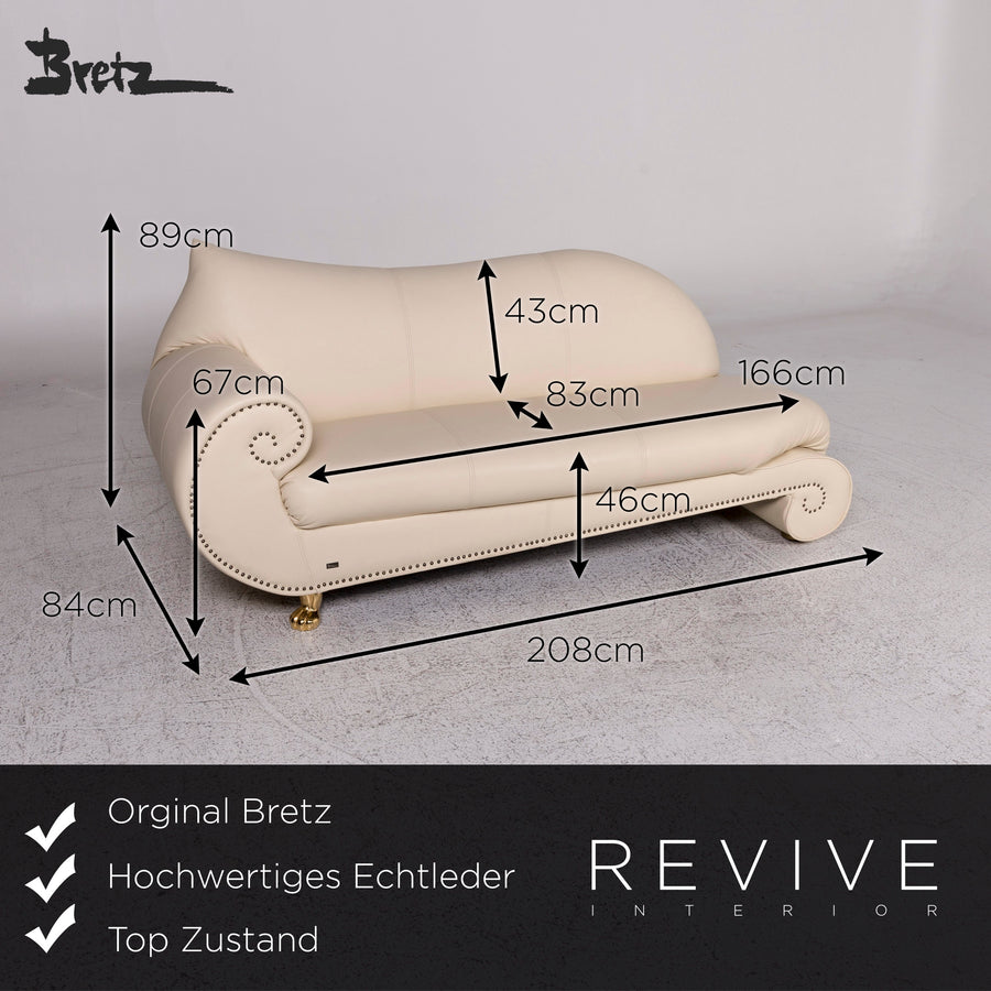 Bretz Gaudi Designer Leder Sofa Beige Dreisitzer Couch #10028