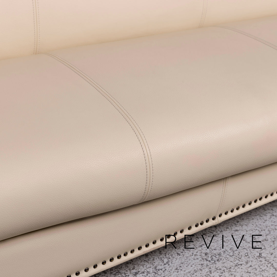 Bretz Gaudi Designer Leder Sofa Beige Dreisitzer Couch #10028