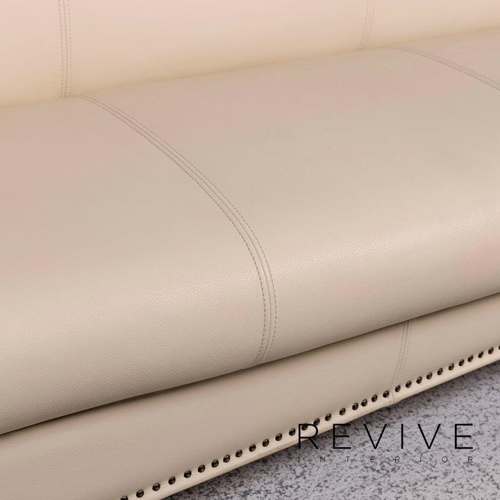Bretz Gaudi Designer Leder Sofa Beige Dreisitzer Couch #10028