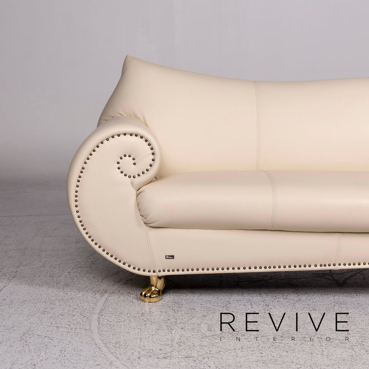 Bretz Gaudi Designer Leder Sofa Beige Dreisitzer Couch #10028