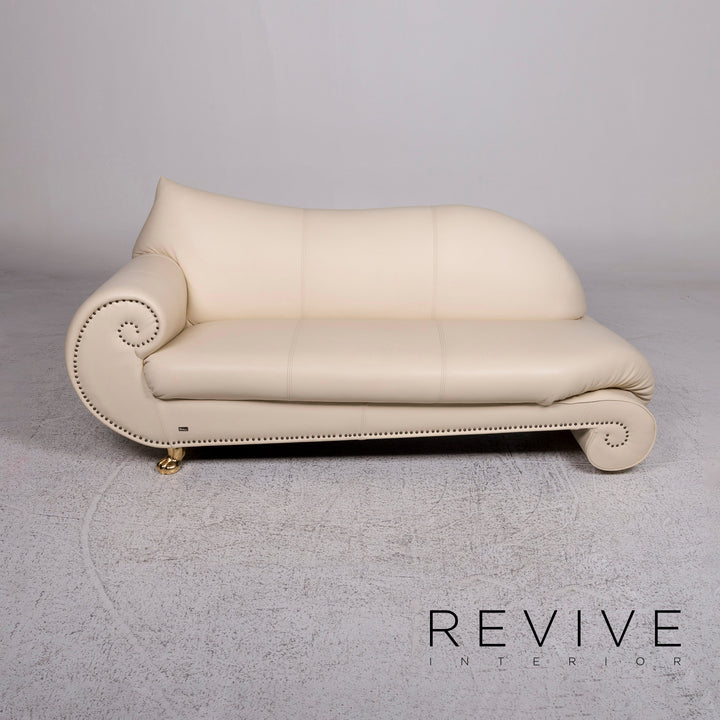 Bretz Gaudi Designer Leder Sofa Beige Dreisitzer Couch #10028