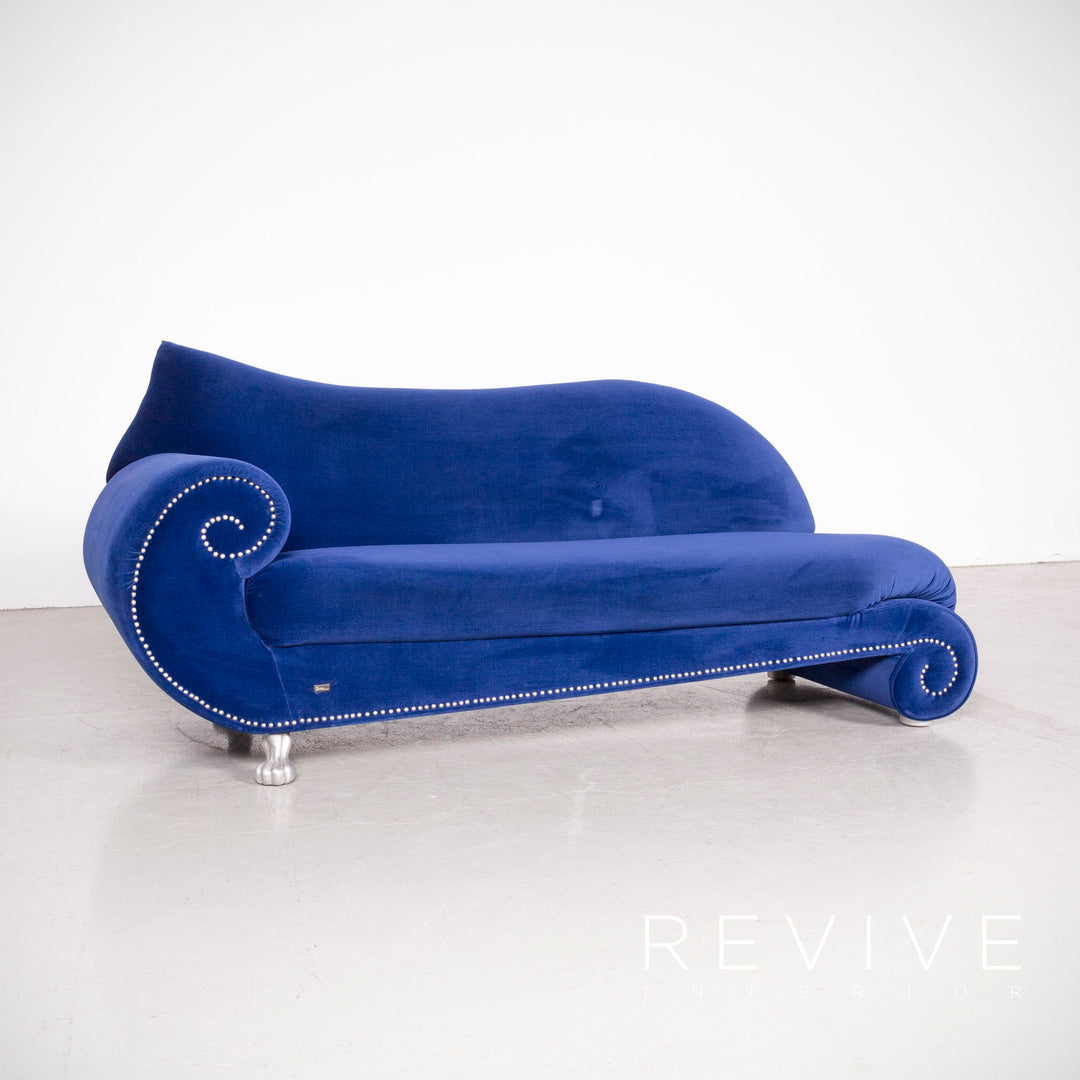 Bretz Gaudi designer fabric sofa blue three-seater couch #7723