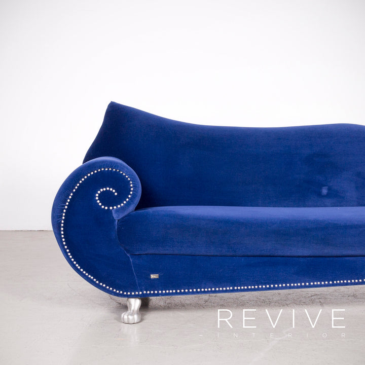 Bretz Gaudi designer fabric sofa blue three-seater couch #7723