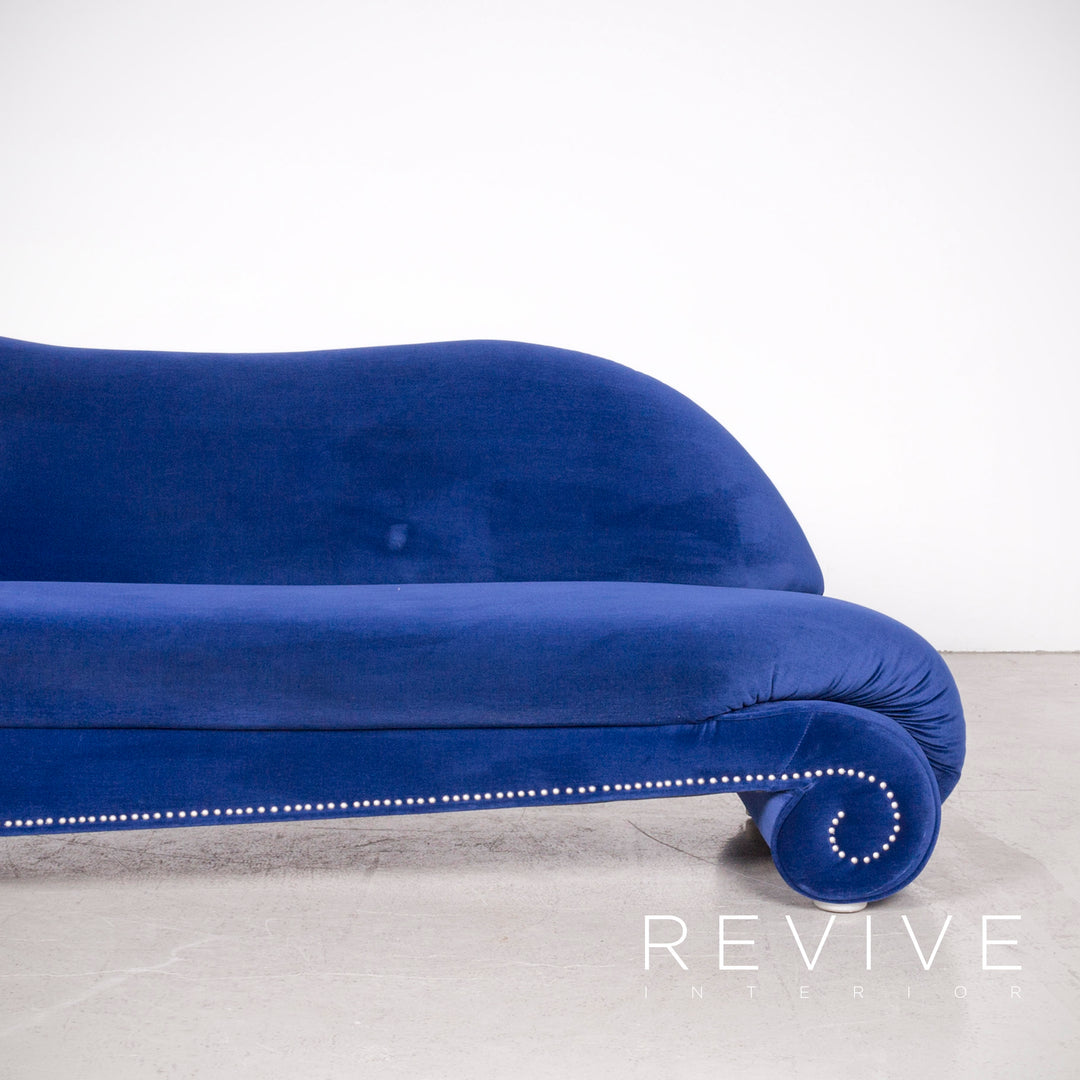 Bretz Gaudi designer fabric sofa blue three-seater couch #7723