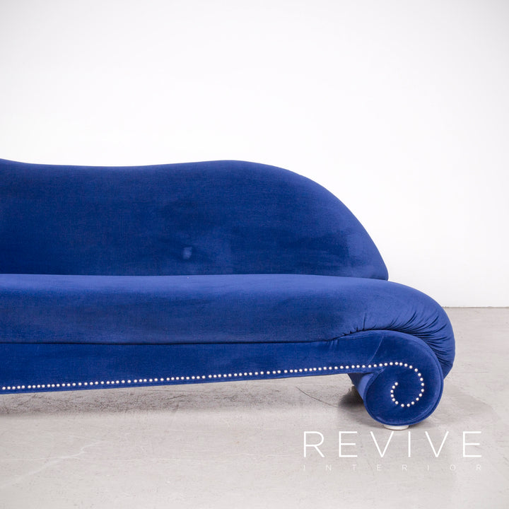 Bretz Gaudi designer fabric sofa blue three-seater couch #7723