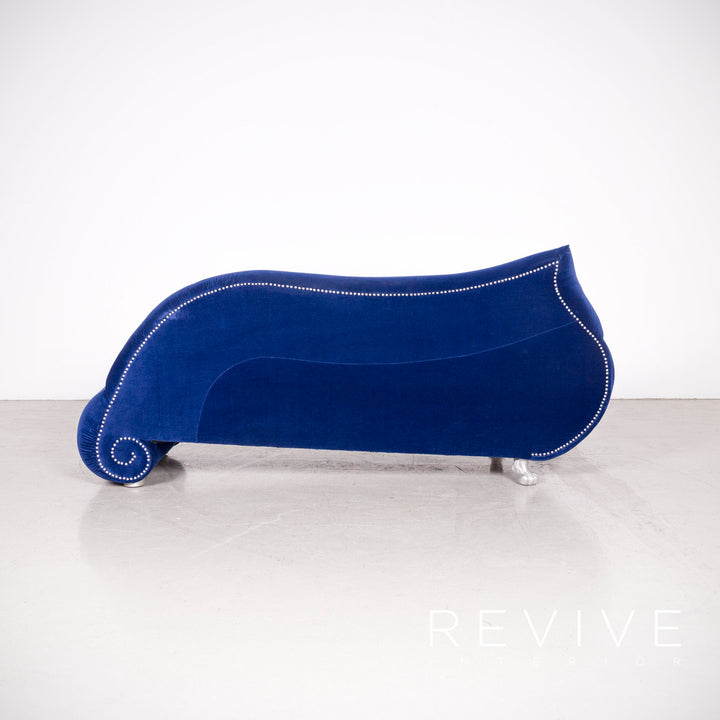 Bretz Gaudi designer fabric sofa blue three-seater couch #7723