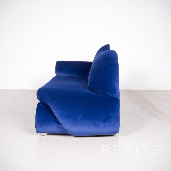 Bretz Gaudi designer fabric sofa blue three-seater couch #7723