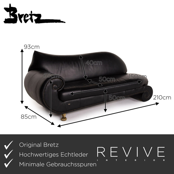 Bretz Gaudi Leder Sofa Schwarz Dreisitzer Couch