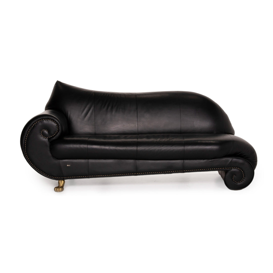 Bretz Gaudi leather sofa black three seater couch