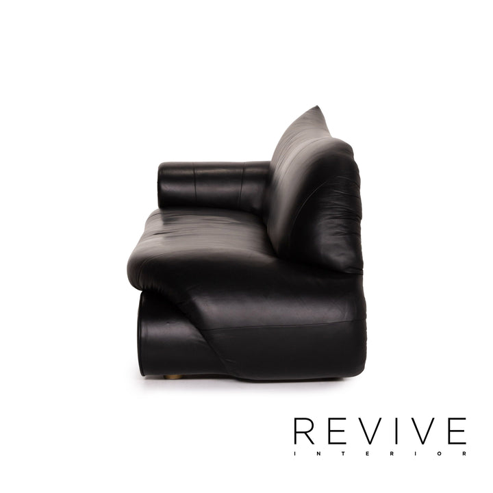 Bretz Gaudi leather sofa black three seater couch