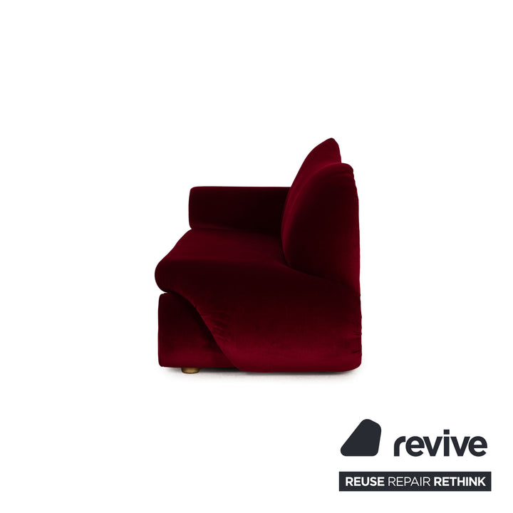 Bretz Gaudi Velvet Three Seater Red Sofa Couch
